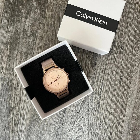 Calvin Klein Women's Multifunction Pink Silicone Strap Watch 38mm - Picture 1 of 3